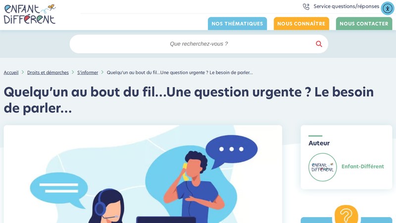 Page d'écoute pour les parents sur Enfant Différent