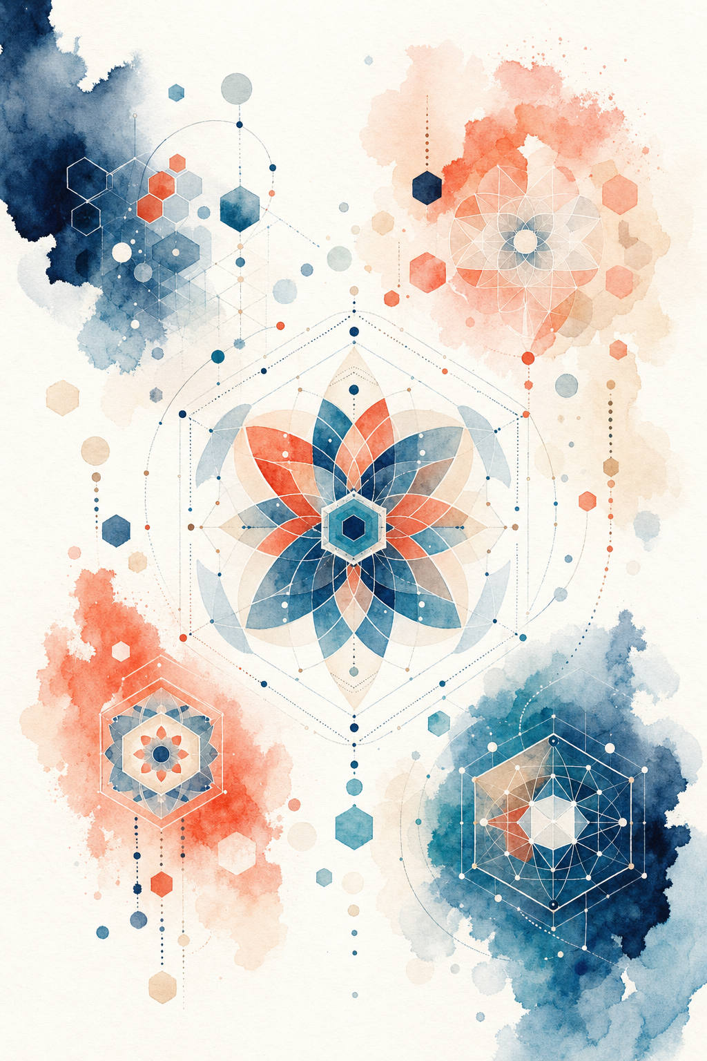Illustration TSA - aquarelle douce mandalas géométriques